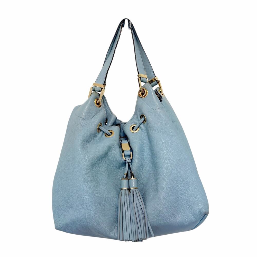 Michael Kors Light Blue Leather Tassel Hobo Bag